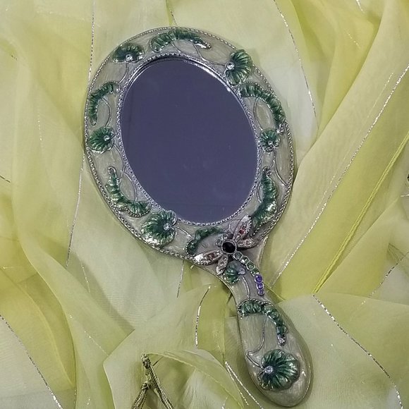 Jeweled Hand Held Vanity Mirror Ornate EUC - Picture 6 of 8